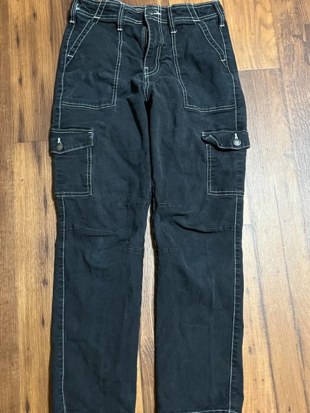 Dickies Cargo Pants Size 29  Black Y2K Contrast Stitch Workwear Pants Skater